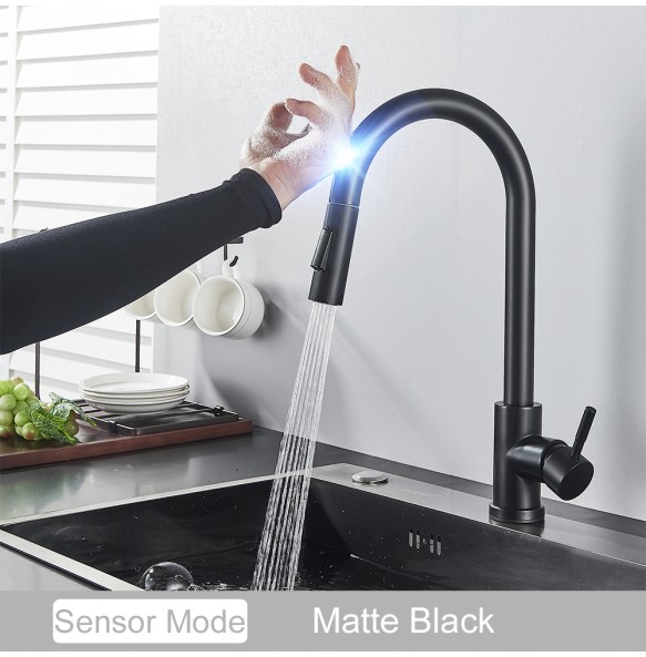 Pull Out Sensor Black Kitchen Faucet Sensitive Touch Control Faucet Mixer For Kitchen Touch Sensor Kitchen Mixer Tap