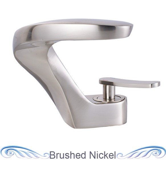 Bathroom Sink Mixer Faucet Single Lever Deck Mounted Brass Hot and Cold Basin Taps Brushed Nickel