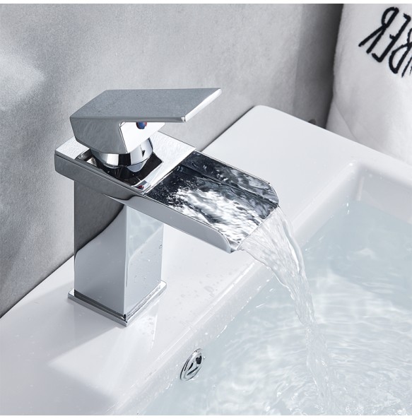 2024 New Black Waterfall Bathroom Faucet Basin Vanity Vessel Sinks Mixer Tap Cold And Hot Water Tap Single Hole Bath Sink Faucets Crane