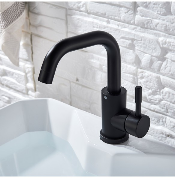 2024 New Black Basin Faucet Single Cold and Hot Bathroom Sink Tap Short Kitchen Mixer Can Rotatable