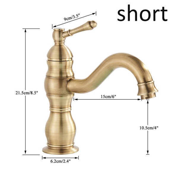 2024 New Luxurious Antique Bathroom Basin Faucet Brass Deck Mounted White Mixer Taps Short  Hot and Cold Mixer Tap