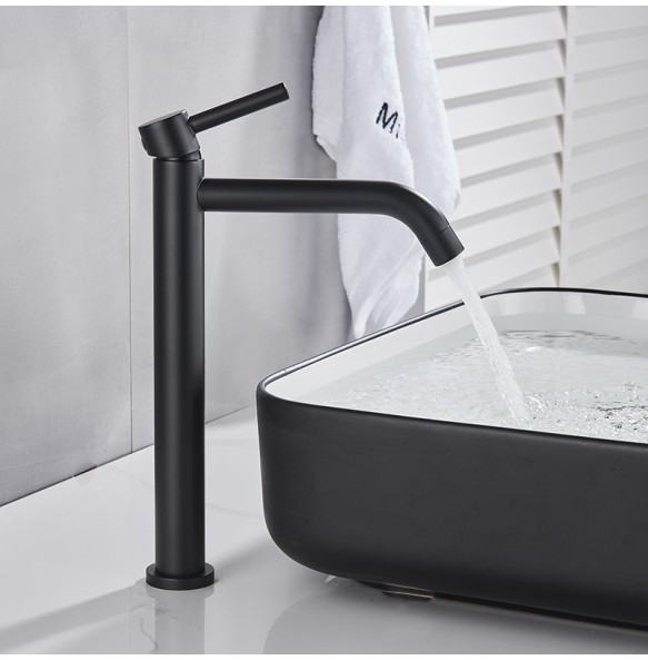 Black Deck Mounted Bathroom Basin Mixer Tap Basin Vessel Sink Faucet Hot Cold Water Faucet for Basin