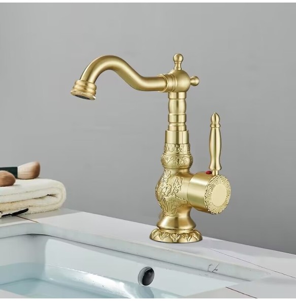 2024 New Home Decoration Bathroom Sink Mixer Faucet Crane Single Handle Water Tap Brass Antique Faucet Hot and Cold Water