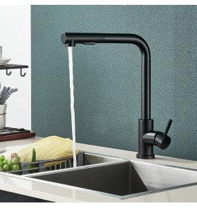 Black Pull Out Kitchen Sink Faucet Two Model Stream Sprayer Nozzle Stainless Steel Hot Cold Wate Mixer Tap Deck