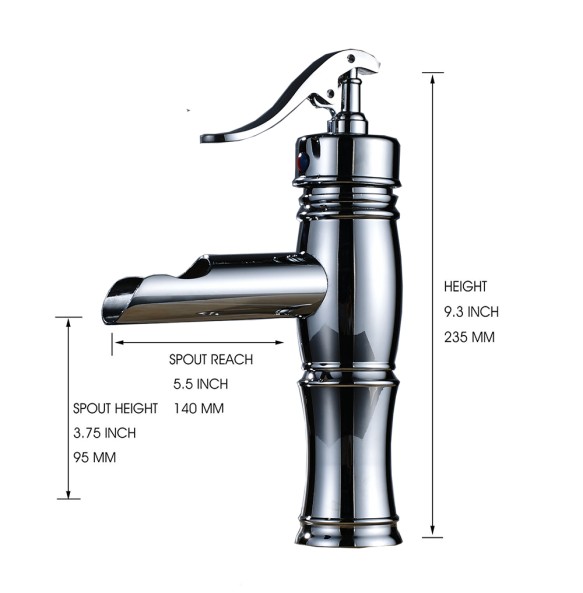 2024 New Deck Mounted Waterfall Basin Faucet Single Lever Brass Hot and Cold Vanity Sink Mixer Taps Short/Tall Vessel Sink Crane Cock