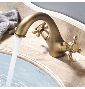 2024 New Basin Faucet Dual Handle  Single Hole Deck Mounted Brass Bathroom Vanity Sink Mixers Hot and Cold Tap