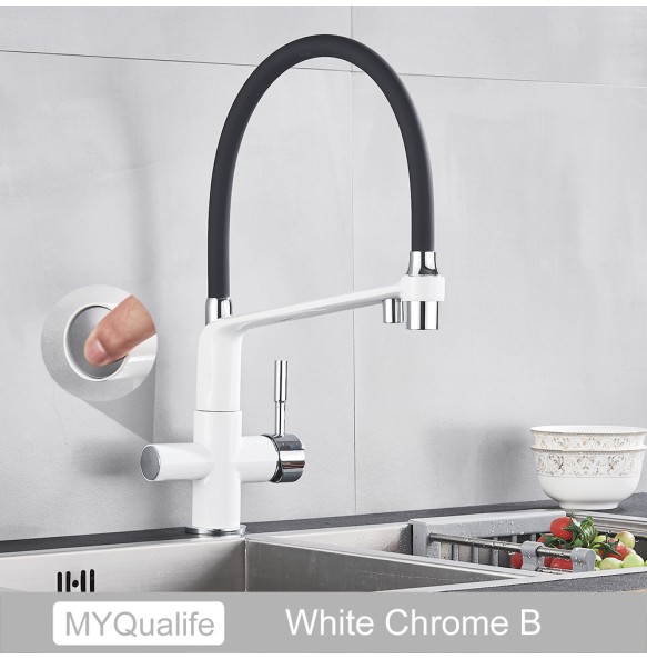 Matte Black Kitchen Sink Faucet Tap Pure Water Filter Mixer Crane Dual Handles Purification Kitchen Hot and Cold Water Tap