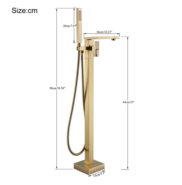 Luxury Brushed Gold Bathtub Faucet Free Standing Bathroom Tub Faucet  6 Types Spout Floor Mounted Bath Shower Mixer Tap