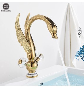 2024 New Gold Swan Bathroom Basin Faucet Luxury Brass Black Big Bird Mixer Taps Single Hot and Cold Mixer Tap Deck Mounted