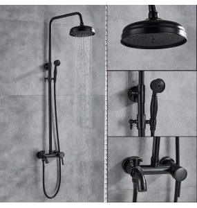 Black Bathroom Shower Faucet Mixer Wall Mount 8