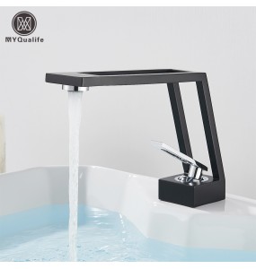 2024 New Black Basin Brass Sink Faucet Bathroom Mixer Tap Single Handle Hot Cold Water Deck Mounted Vanity Sink Faucet Crane