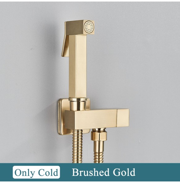 2024 New Brass Bidet Faucet Single Cold Water Black Bathroom Toilet Sprayer Tap Shatta Valve Jet Set Self Cleaning  Wall Mounted