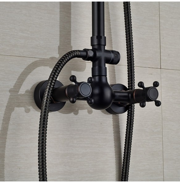 Black Bronze Shower Faucet Set Rainfall 8