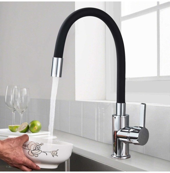 Orange Pipe Flexible Neck Kitchen Sink Faucet Chrome Universal pipe Hot Cold Kitchen Mixer Tap Deck Mounted Bathroom Kitchen Tap