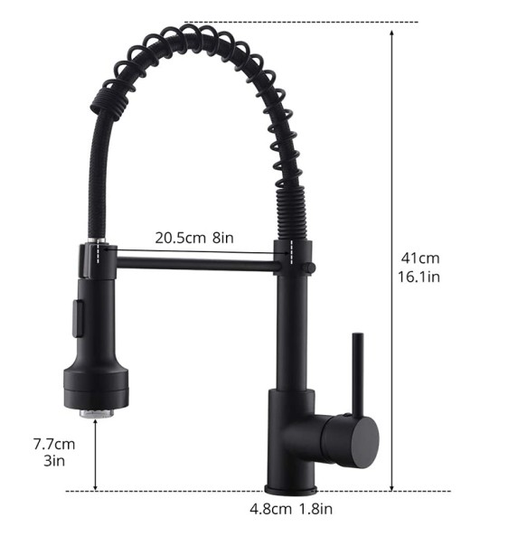 Matte Black LED Kitchen Sink Faucet Spring Hot and Cold Water Tap Pull Down 2 Models Gold Kitchen Crane