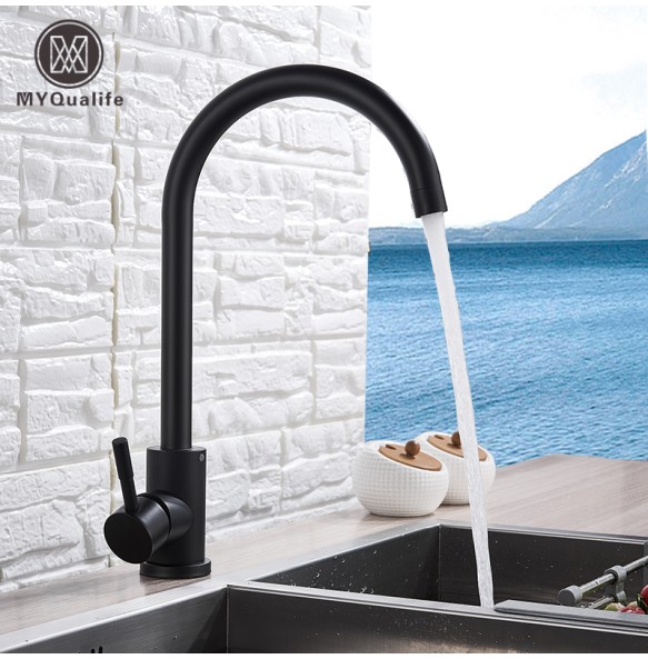 Stainless steel  Matte Kitchen Faucet  Deck  Sinks Faucet High Arch 360 Degree Swivel Cold Hot Mixer Water Tap