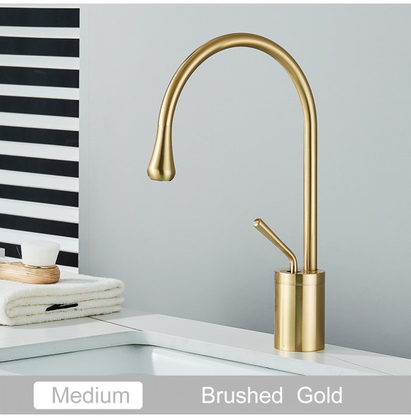 2024 New Black Brass Art Basin Faucet Bathroom Washbasin Hot Cold Tap 360 Swivel Waterfall  Gold Tall Model Mixer Deck Mounted