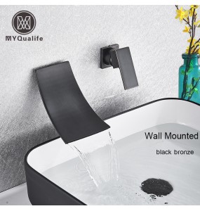 2024 New Waterfall Spout Basin Faucet Single Lever Chrome Bathroom Washing Basin Mixer Tap Dual Hole Widespread Lavatory Sink Mixer Crane