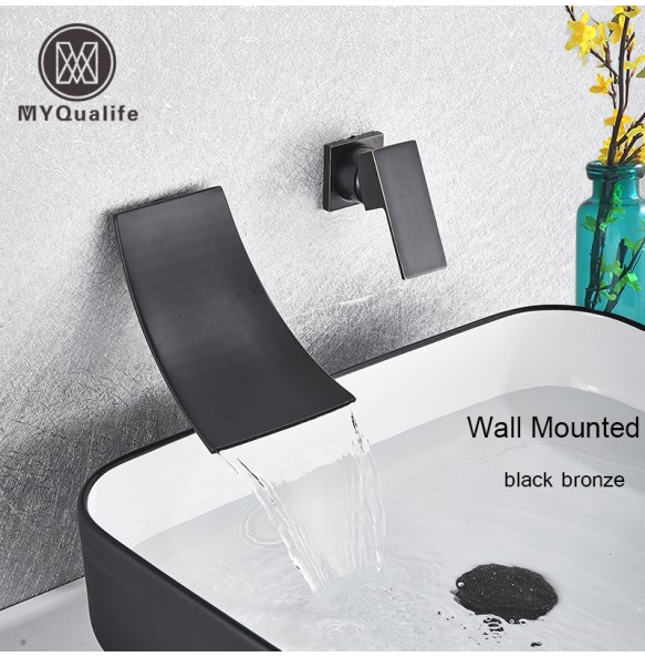 2024 New Waterfall Spout Basin Faucet Single Lever Chrome Bathroom Washing Basin Mixer Tap Dual Hole Widespread Lavatory Sink Mixer Crane