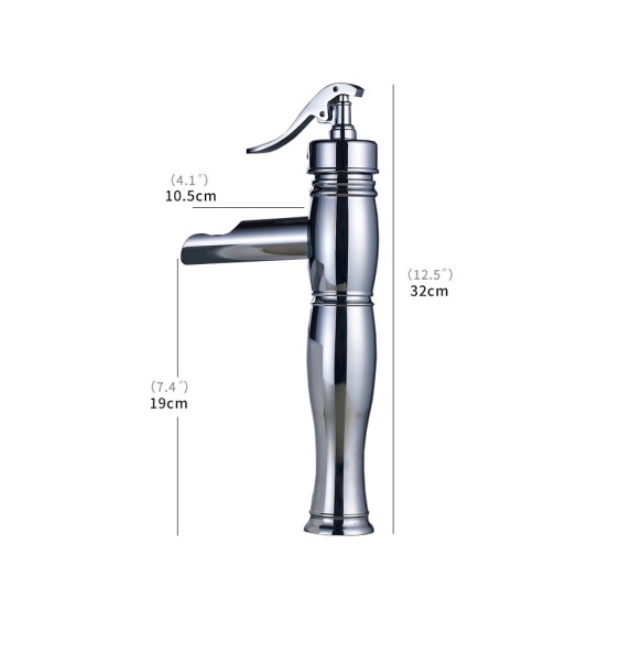 2024 New Deck Mounted Waterfall Basin Faucet Single Lever Brass Hot and Cold Vanity Sink Mixer Taps Short/Tall Vessel Sink Crane Cock