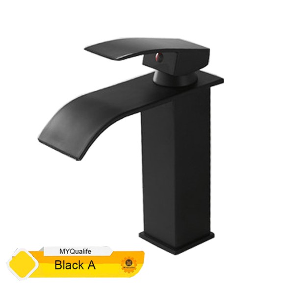 2024 New Black Waterfall Bathroom Faucet Basin Vanity Vessel Sinks Mixer Tap Cold And Hot Water Tap Single Hole Bath Sink Faucets Crane