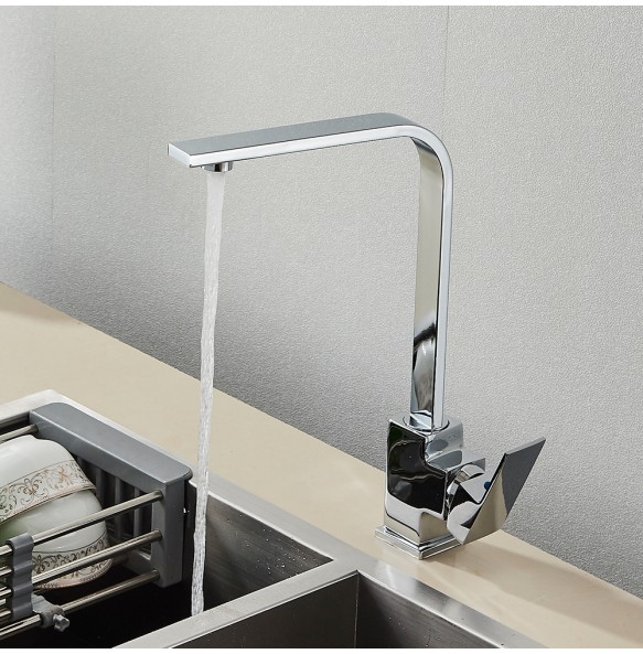 Black Square Kitchen Faucet Chorme/Gold Hot Cold Utility Kitchen Sink Tap 360 Degree Rotation Mixer Deck Mounted Water Taps