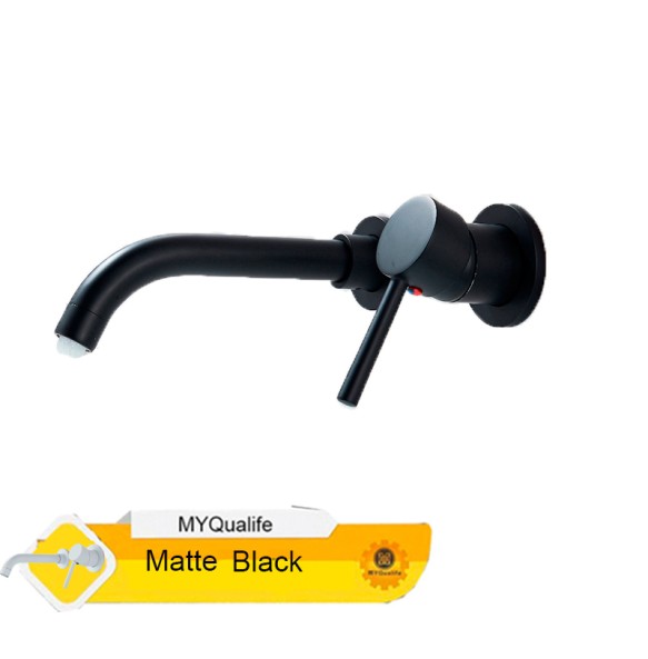 Wall Mounted Matte Black Bathroom Kitchen Faucet One Hole Cold Water Washing Tap Rotate  Spout Brass Vanity Sink Crane