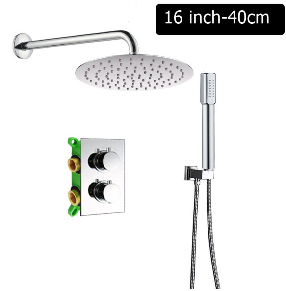 Chrome Thermostatic Shower Faucet Dual Handle Wall Mounted Shower Mixer Tap with Handshower Thermostatic Shower Mixer Valve