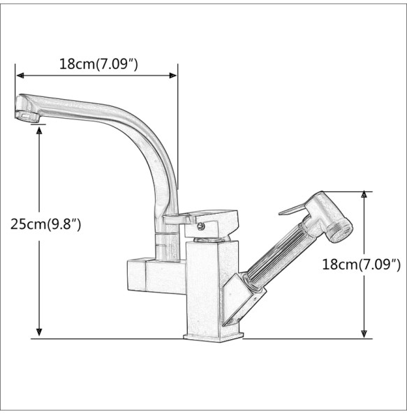 LED Light Kitchen Faucet Mixer Tap Single Handle Two Swivel Spouts Kitchen Hot Cold Water Tap Pull Out Flushing Spray Tap