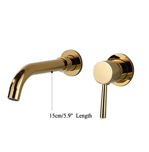 Black Bathroom Faucet Brass Mixer Sink Tap Wash Basin Gold Hot Cold Water Wall Mount Spout Bath With Modern Lever Handle