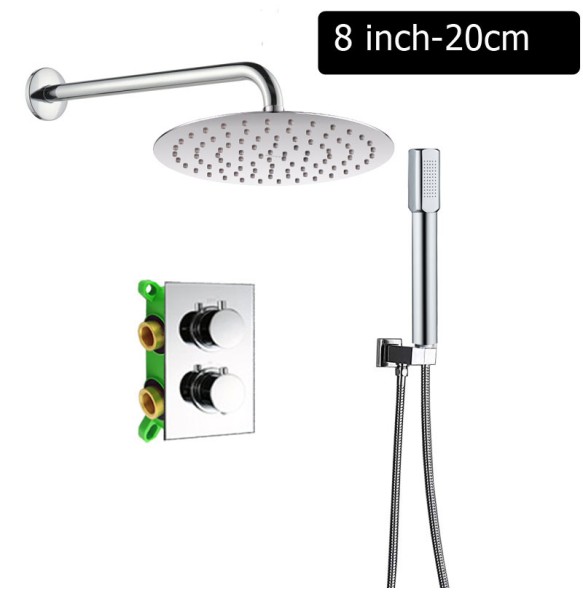 Chrome Thermostatic Shower Faucet Dual Handle Wall Mounted Shower Mixer Tap with Handshower Thermostatic Shower Mixer Valve