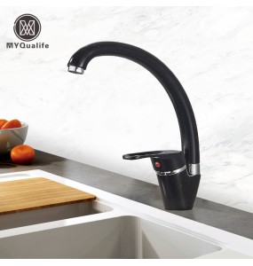 Simple Black Kitchen Faucet Hot and Cold Water Faucet Single Handle Mixer  Fast and Affordable Colorful  Faucet