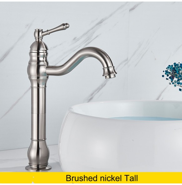 2024 New Luxurious Antique Bathroom Basin Faucet Brass Deck Mounted White Mixer Taps Short  Hot and Cold Mixer Tap