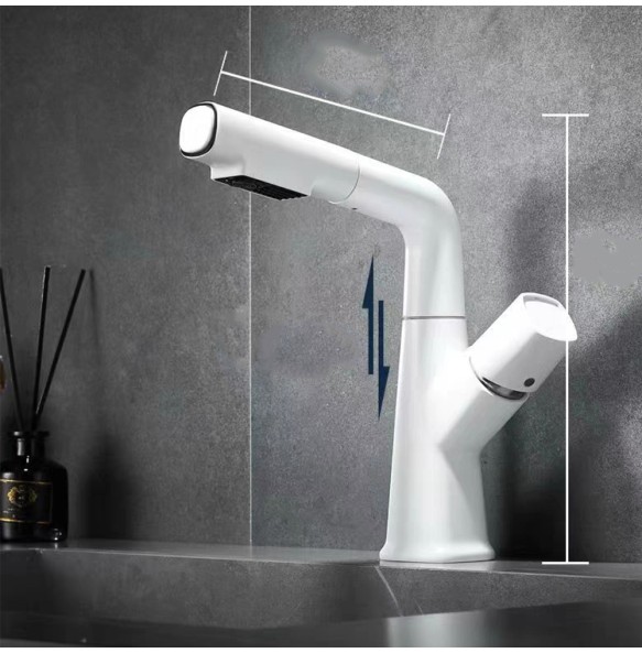 Chrome Basin Faucet Pull Out  Nozzle Adjustable Faucet Kitchen Mixer Crane Hot and Cold Taps