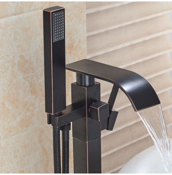 Best Quality Bathtub Faucet Freestanding Bathroom Tub Sink Faucet Single Handle Black Waterfall Bath Shower Set with Handshower