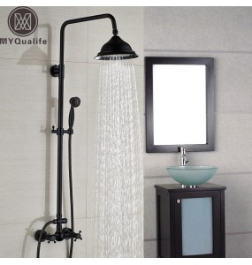 Black Bronze Shower Faucet Set Rainfall 8