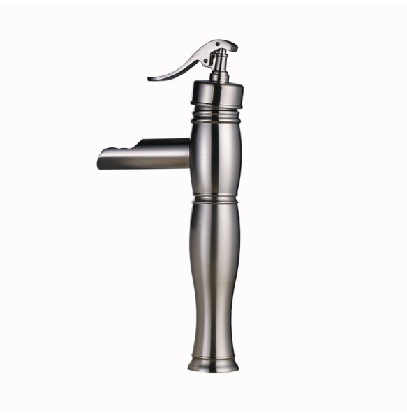 2024 New Deck Mounted Waterfall Basin Faucet Single Lever Brass Hot and Cold Vanity Sink Mixer Taps Short/Tall Vessel Sink Crane Cock