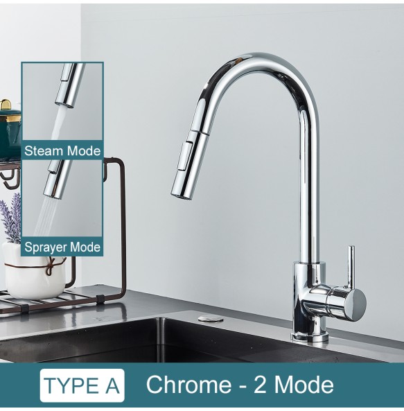 Black Kitchen Faucet Two Function Single Handle Pull Out Mixer  Hot and Cold Water Taps Deck Mounted