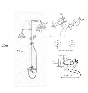 Brushed Nickle Bathroom Shower Faucet Mixer Set  8