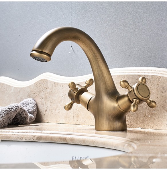 2024 New Basin Faucet Dual Handle  Single Hole Deck Mounted Brass Bathroom Vanity Sink Mixers Hot and Cold Tap