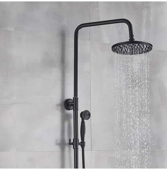 Black Bathroom Shower Faucet Mixer Wall Mount 8