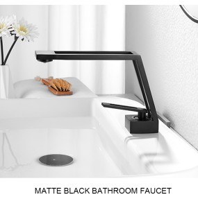 2024 New Black Basin Brass Sink Faucet Bathroom Mixer Tap Single Handle Hot Cold Water Deck Mounted Vanity Sink Faucet Crane