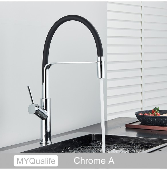 Matte Black Tall Kitchen Sink Faucet Deck Mount Pull Down Brass Kitchen Faucet Hot&Cold Water Mixer Tap Single Handle Mixer