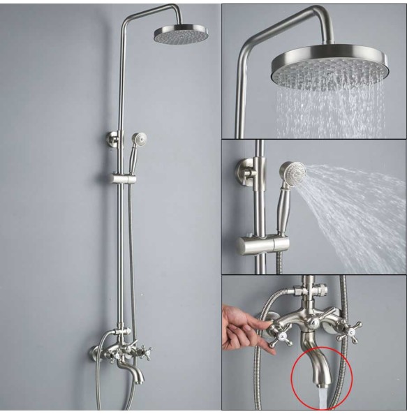 Brushed Nickle Bathroom Shower Faucet Mixer Set  8