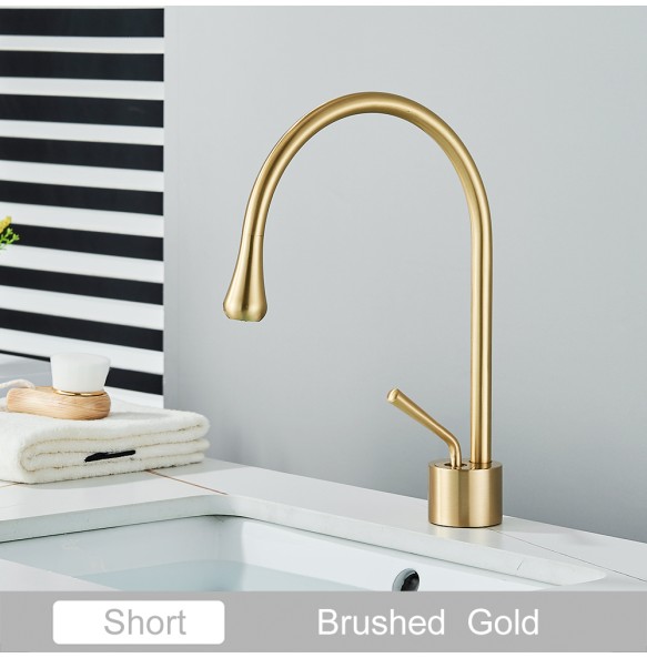 2024 New Black Brass Art Basin Faucet Bathroom Washbasin Hot Cold Tap 360 Swivel Waterfall  Gold Tall Model Mixer Deck Mounted