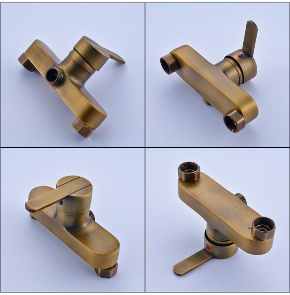 Brass Antique Rainfall Shower Set Faucet Single Handle Outdoor Shower Mixer Tap Brass Rainfall Shower Mixer with Handshower