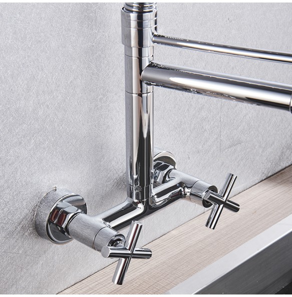 Kitchen Faucet Torneira Cozinha Double Handle Mounted On Spring Faucet With 2 Nozzles Chrome Finish New Grifo Cocina