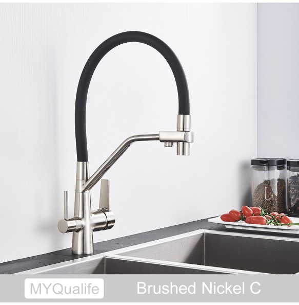 New Kitchen Sink Faucet Tap Pure Water Filter Mixer Crane Dual Handles Purification Kitchen Hot and Cold Faucet