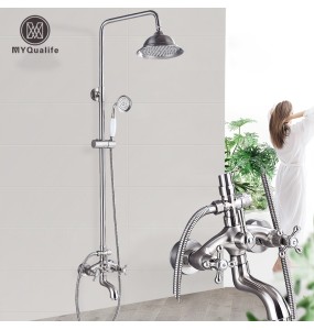 Brushed Nickle Bathroom Shower Faucet Mixer Set  8