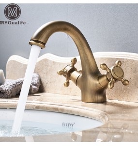 2024 New Basin Faucet Dual Handle  Single Hole Deck Mounted Brass Bathroom Vanity Sink Mixers Hot and Cold Tap